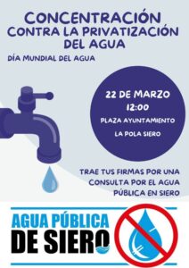 Concentración contra la privatización del agua en siero